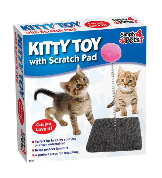 Pet Cat Toy Scratch Pad with Pompom Ball