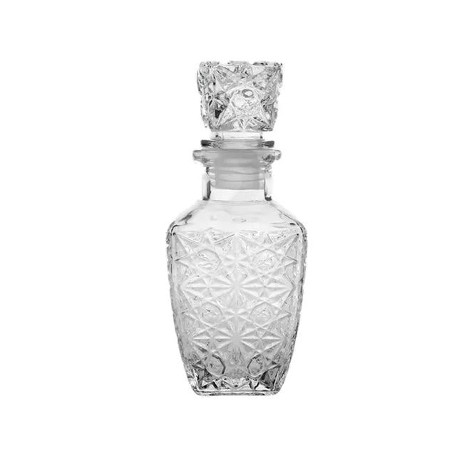 Elegant Square Patterned Glass Oil Vinegar Perfume Whiskey Decanter Bottle Large