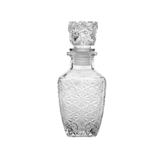 Elegant Square Patterned Glass Oil Vinegar Perfume Whiskey Decanter Bottle Large