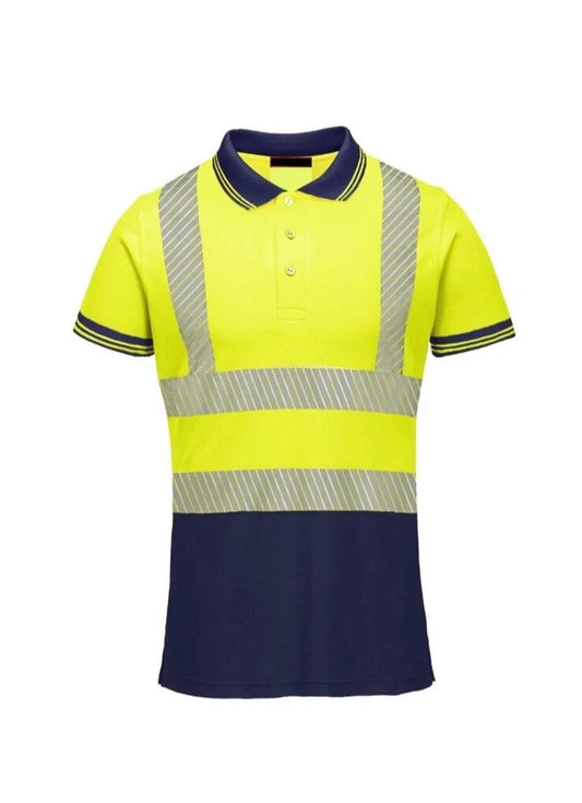 HI VIZ Visibility Polo T Shirt Reflective Tape Safety